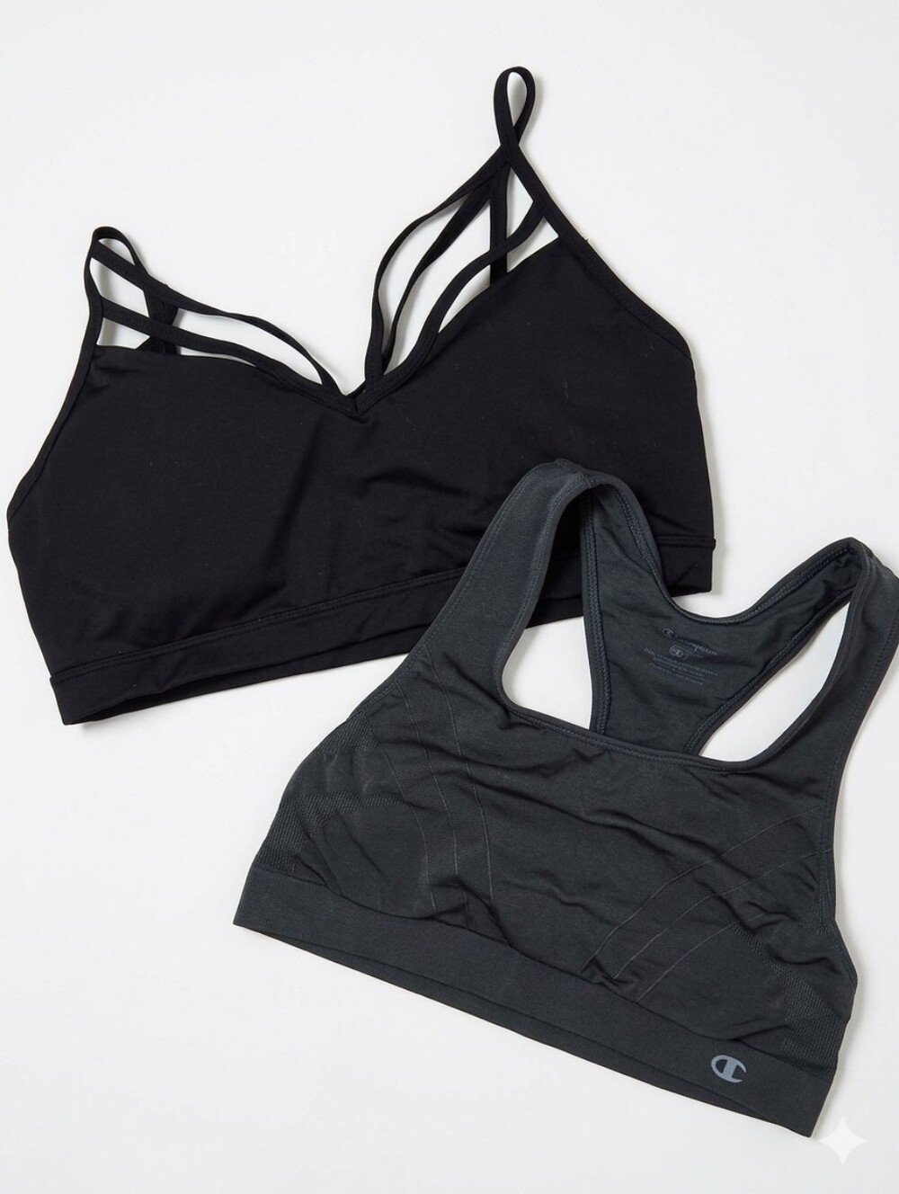 2 For 1 bcg Black Strappy V-Neck and Champion Racerback Sports Bra Set LARGE